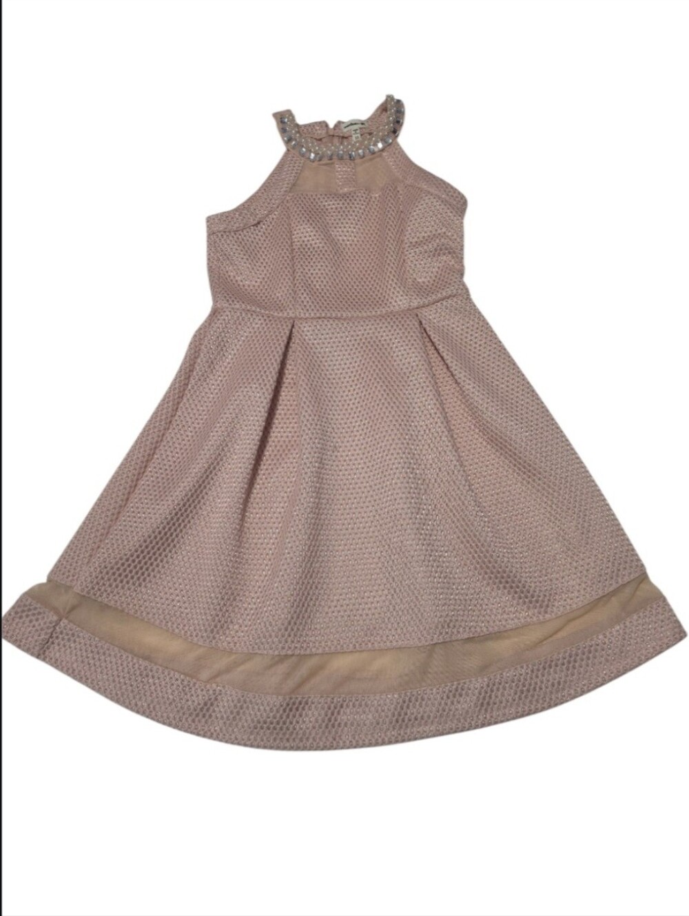 Monteau Girl Sleeveless Pink With Pearls & Rhinestones Accent Collar Sz 10